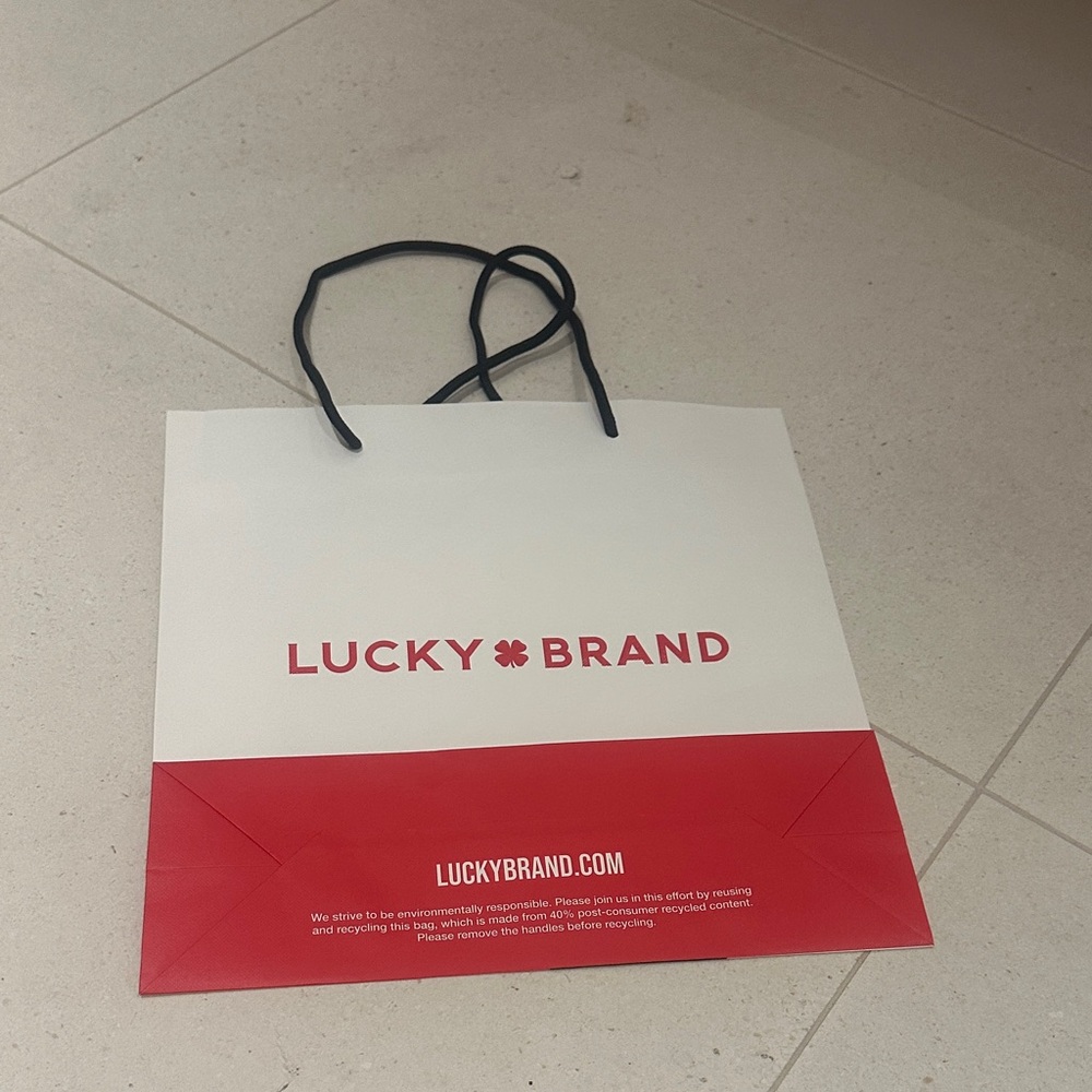 Lucky Brand Red and White paper bag